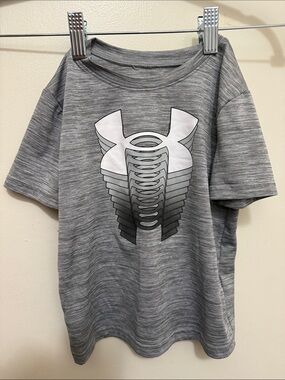 Under Armour Grey Heather Short Sleeve Tee with Stacked Logo